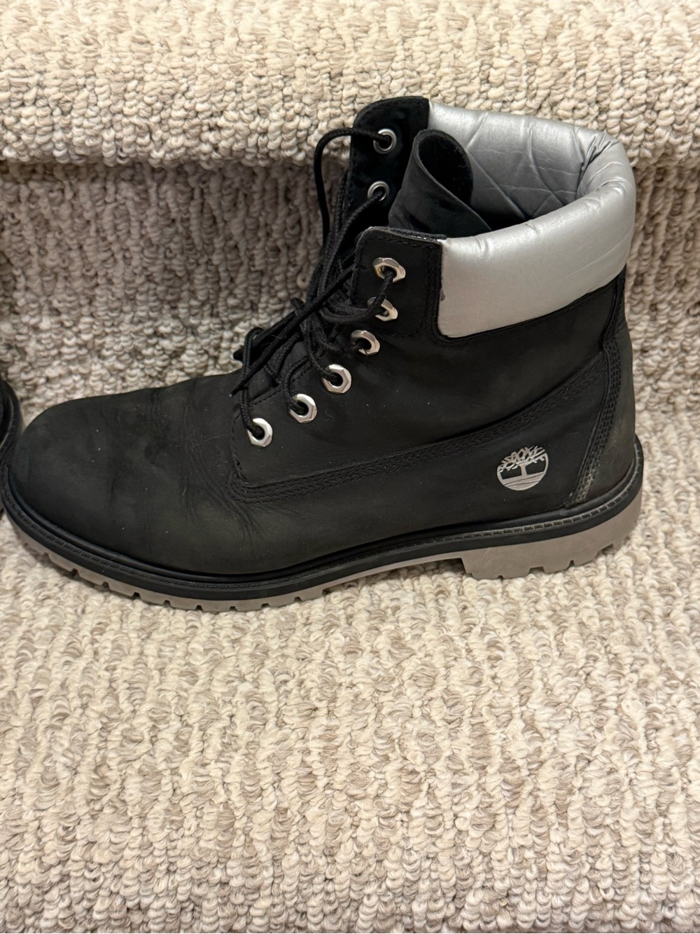 Timberland Black Ankle Boots with Silver Collar